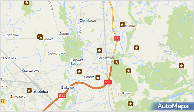 mapa Golęczewo, Golęczewo na mapie Targeo