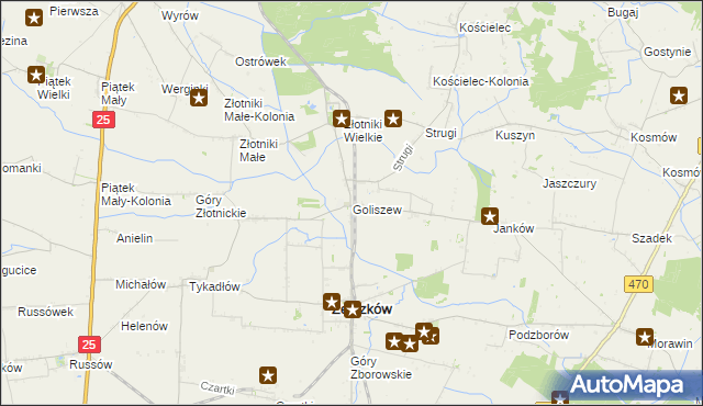 mapa Goliszew gmina Żelazków, Goliszew gmina Żelazków na mapie Targeo