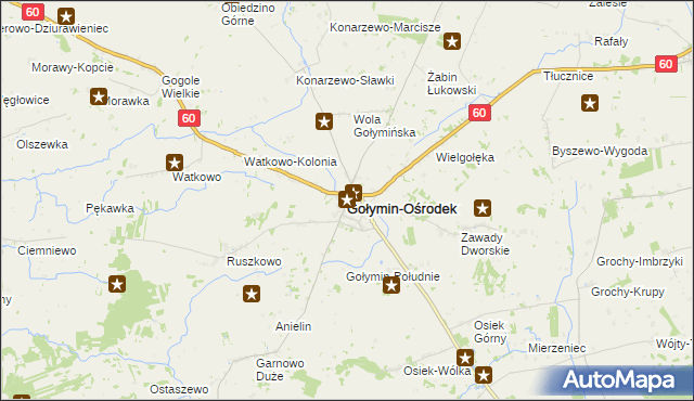 mapa Gołymin-Ośrodek, Gołymin-Ośrodek na mapie Targeo