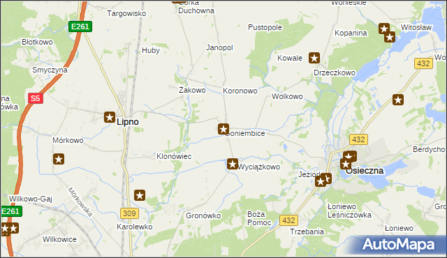 mapa Goniembice, Goniembice na mapie Targeo