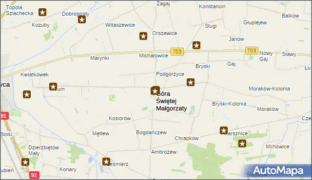 mapa Góra Świętej Małgorzaty, Góra Świętej Małgorzaty na mapie Targeo