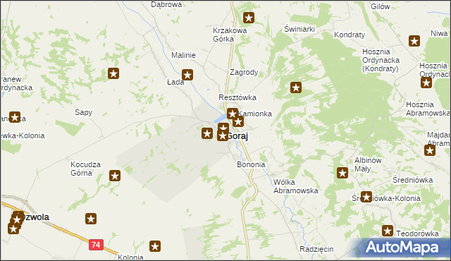 mapa Goraj powiat biłgorajski, Goraj powiat biłgorajski na mapie Targeo