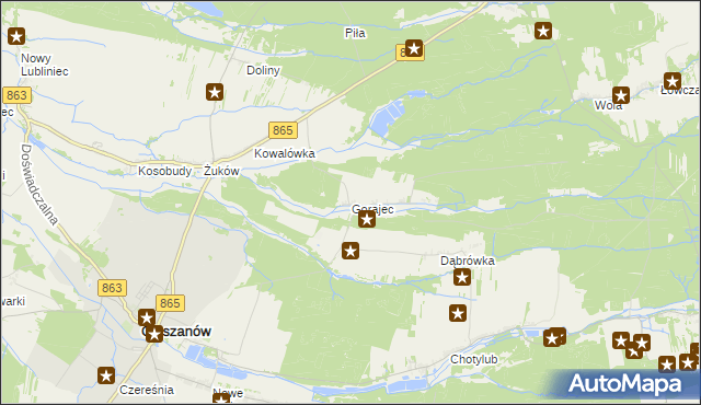 mapa Gorajec gmina Cieszanów, Gorajec gmina Cieszanów na mapie Targeo