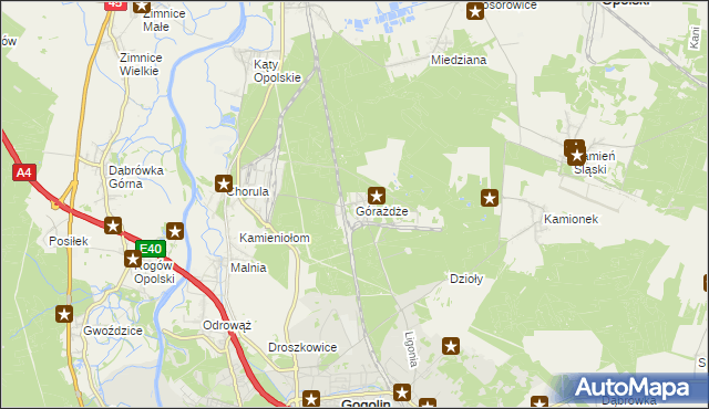 mapa Górażdże, Górażdże na mapie Targeo