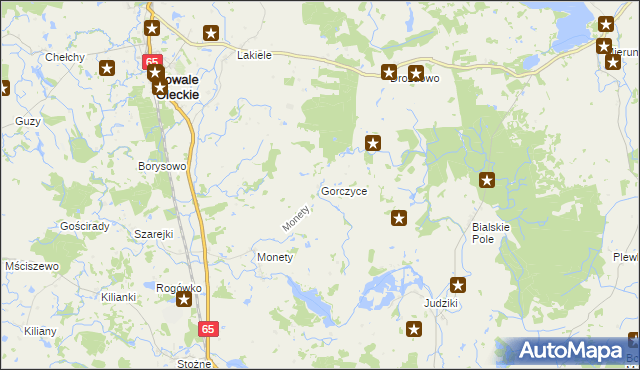 mapa Gorczyce gmina Kowale Oleckie, Gorczyce gmina Kowale Oleckie na mapie Targeo