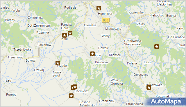 mapa Górki gmina Brzozów, Górki gmina Brzozów na mapie Targeo