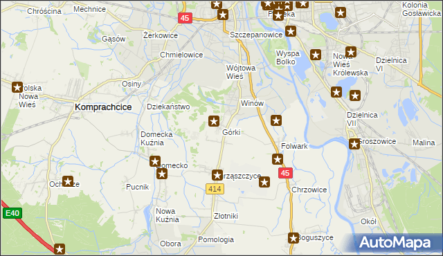 mapa Górki gmina Prószków, Górki gmina Prószków na mapie Targeo