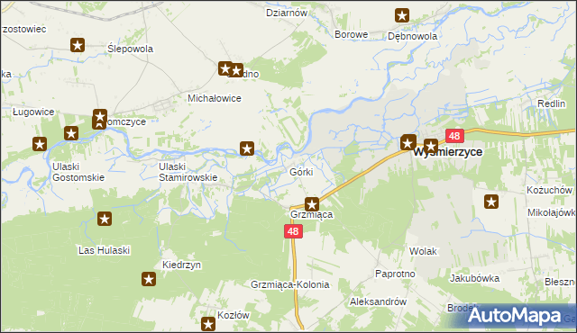 mapa Górki gmina Wyśmierzyce, Górki gmina Wyśmierzyce na mapie Targeo