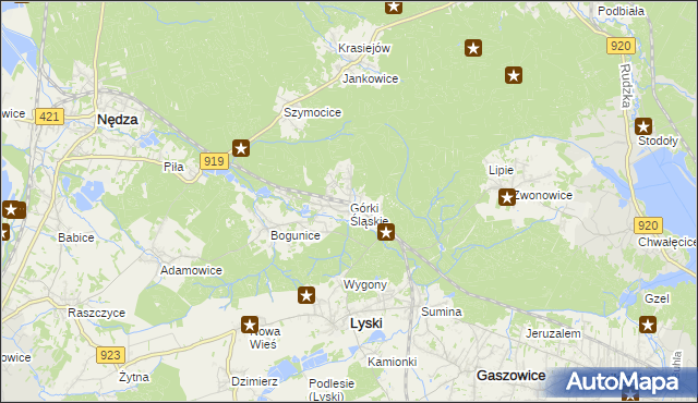 mapa Górki Śląskie, Górki Śląskie na mapie Targeo