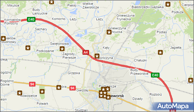 mapa Gorliczyna, Gorliczyna na mapie Targeo