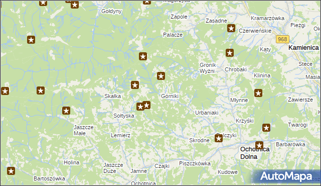 mapa Górniki gmina Ochotnica Dolna, Górniki gmina Ochotnica Dolna na mapie Targeo