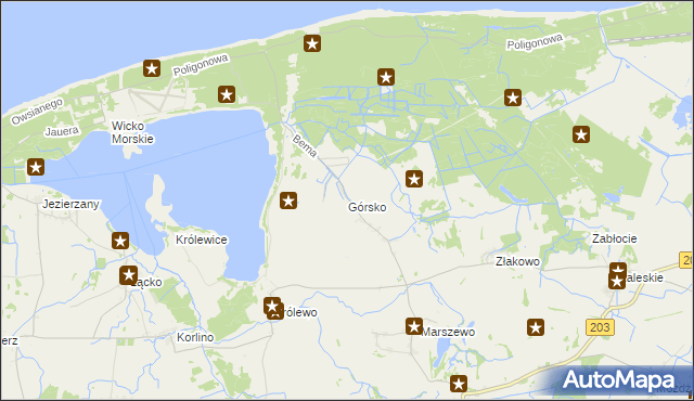 mapa Górsko gmina Postomino, Górsko gmina Postomino na mapie Targeo