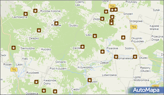 mapa Góry Bydlińskie, Góry Bydlińskie na mapie Targeo