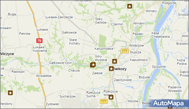 mapa Góry Wysokie, Góry Wysokie na mapie Targeo