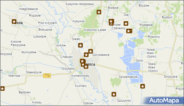 mapa Gorysławice, Gorysławice na mapie Targeo