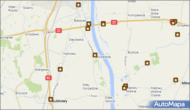 mapa Gorzędziej, Gorzędziej na mapie Targeo