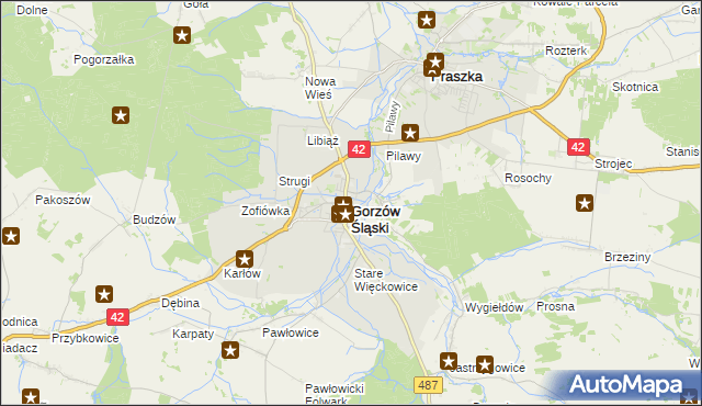 mapa Gorzów Śląski, Gorzów Śląski na mapie Targeo