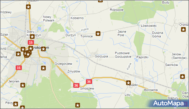 mapa Gorzupia gmina Krotoszyn, Gorzupia gmina Krotoszyn na mapie Targeo