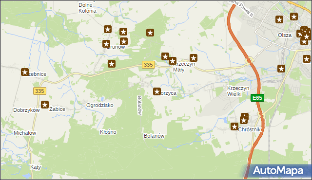 mapa Gorzyca gmina Lubin, Gorzyca gmina Lubin na mapie Targeo