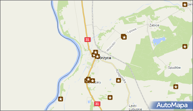 mapa Górzyca powiat słubicki, Górzyca powiat słubicki na mapie Targeo