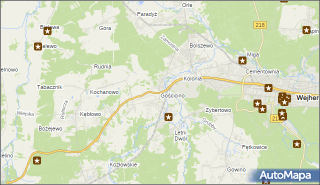 mapa Gościcino, Gościcino na mapie Targeo