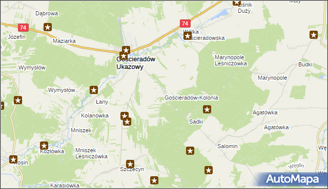 mapa Gościeradów-Kolonia, Gościeradów-Kolonia na mapie Targeo