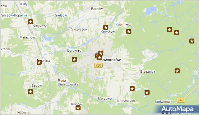 mapa Gowarczów, Gowarczów na mapie Targeo