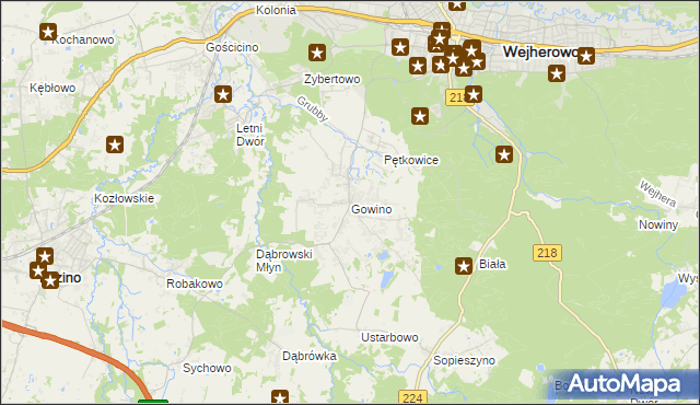 mapa Gowino, Gowino na mapie Targeo