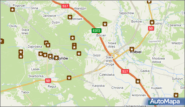 mapa Gózd gmina Kołbiel, Gózd gmina Kołbiel na mapie Targeo