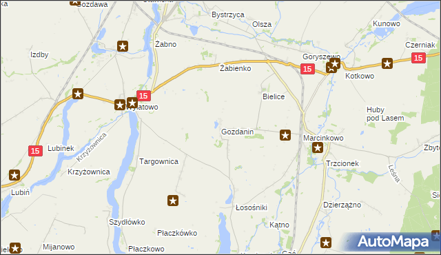mapa Gozdanin gmina Mogilno, Gozdanin gmina Mogilno na mapie Targeo