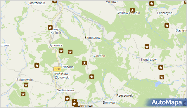 mapa Gozdno, Gozdno na mapie Targeo