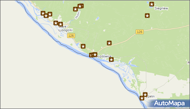 mapa Gozdowice, Gozdowice na mapie Targeo