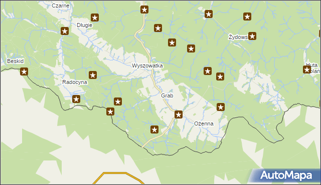 mapa Grab gmina Krempna, Grab gmina Krempna na mapie Targeo