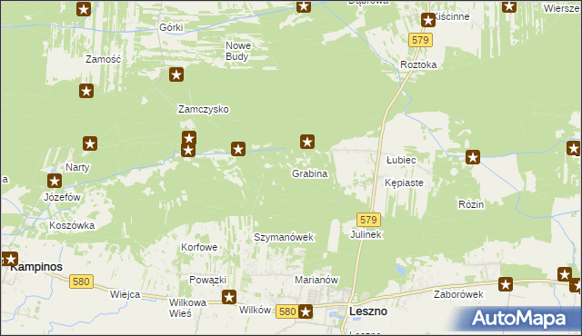 mapa Grabina gmina Leszno, Grabina gmina Leszno na mapie Targeo