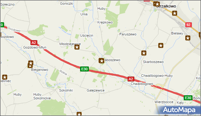 mapa Graboszewo gmina Strzałkowo, Graboszewo gmina Strzałkowo na mapie Targeo