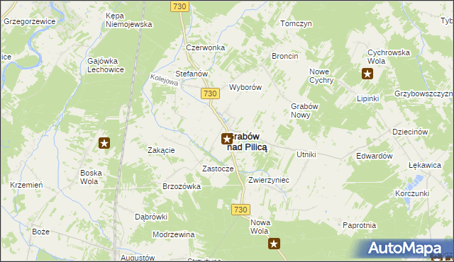 mapa Grabów nad Pilicą, Grabów nad Pilicą na mapie Targeo