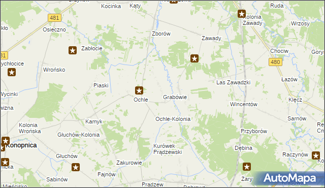 mapa Grabówie, Grabówie na mapie Targeo