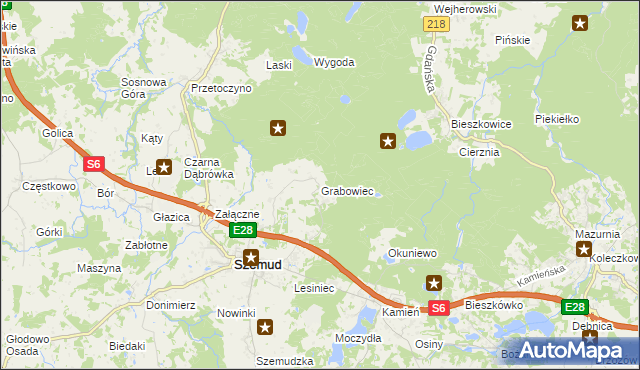 mapa Grabowiec gmina Szemud, Grabowiec gmina Szemud na mapie Targeo