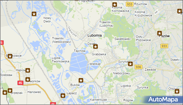 mapa Grabówka gmina Lubomia, Grabówka gmina Lubomia na mapie Targeo
