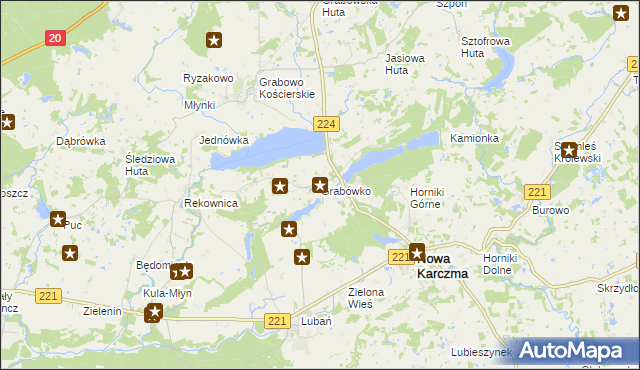 mapa Grabówko gmina Nowa Karczma, Grabówko gmina Nowa Karczma na mapie Targeo