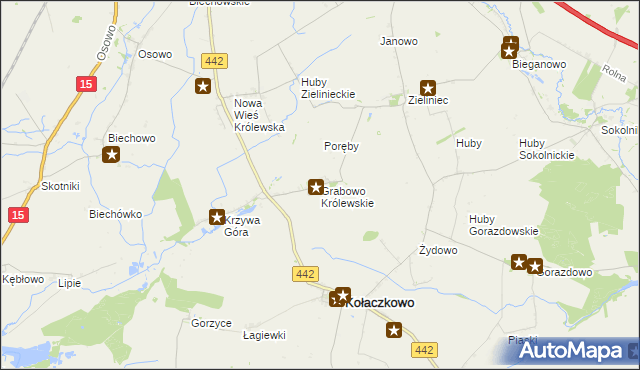 mapa Grabowo Królewskie, Grabowo Królewskie na mapie Targeo