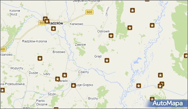 mapa Grąd gmina Radziłów, Grąd gmina Radziłów na mapie Targeo