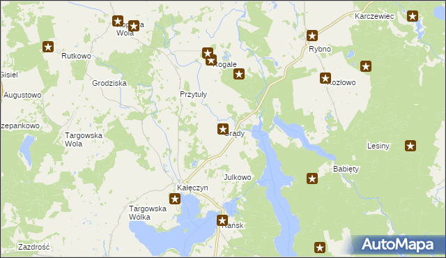 mapa Grądy gmina Dźwierzuty, Grądy gmina Dźwierzuty na mapie Targeo