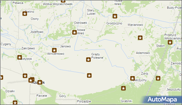 mapa Grądy Polewne, Grądy Polewne na mapie Targeo