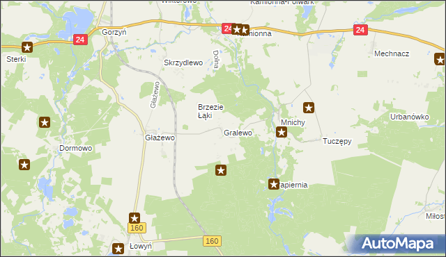 mapa Gralewo gmina Międzychód, Gralewo gmina Międzychód na mapie Targeo