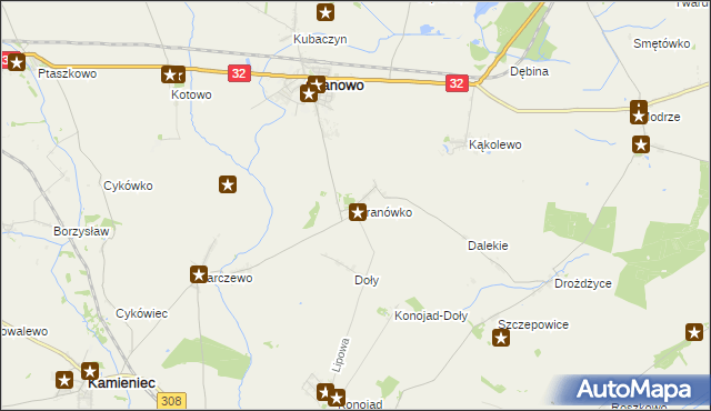 mapa Granówko gmina Granowo, Granówko gmina Granowo na mapie Targeo