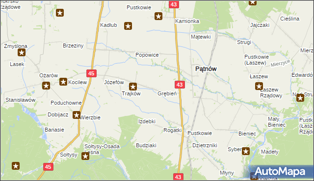 mapa Grębień, Grębień na mapie Targeo