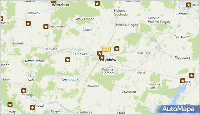 mapa Grębków, Grębków na mapie Targeo