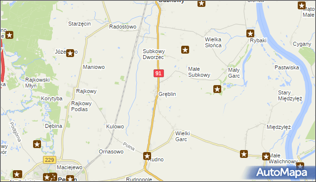 mapa Gręblin, Gręblin na mapie Targeo