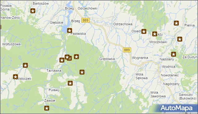 mapa Grędówka, Grędówka na mapie Targeo